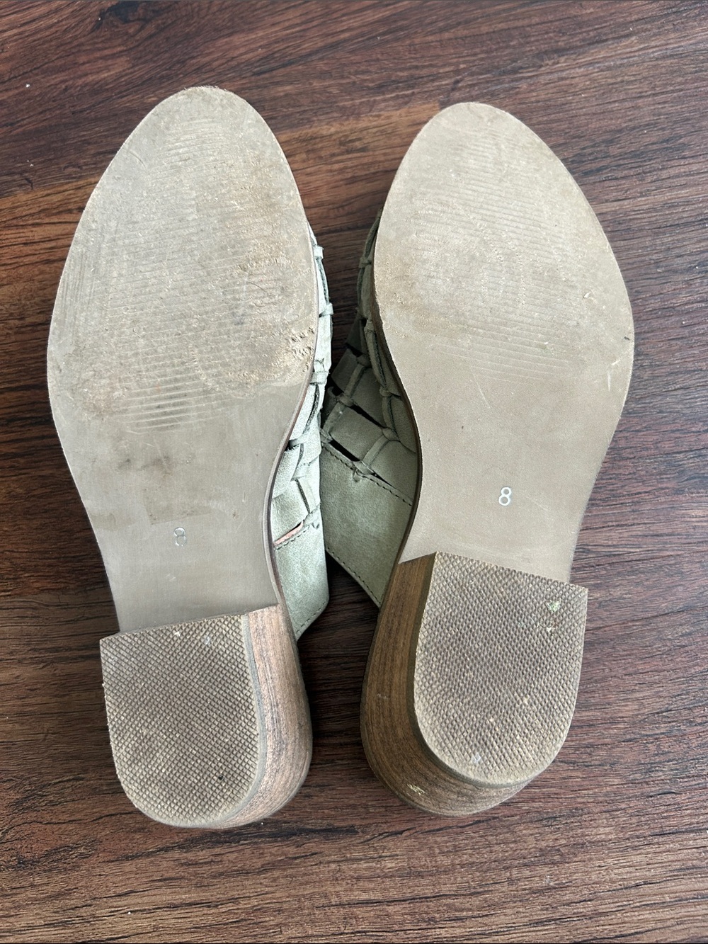 Crevo Luella woven leather mule sandals-sage green, size 8 - Picture 5 of 6